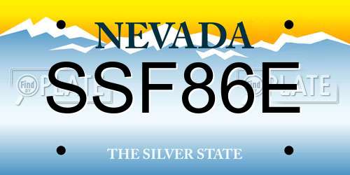 SSF86E Nevada License Plate