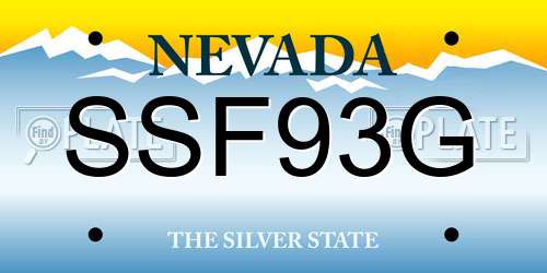 SSF93G Nevada License Plate