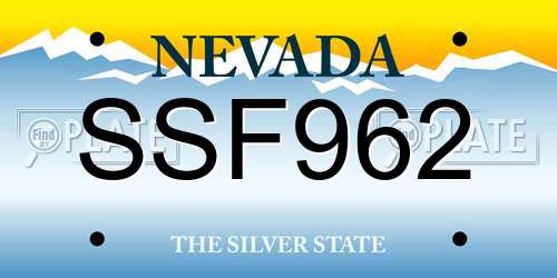 SSF962 Nevada License Plate