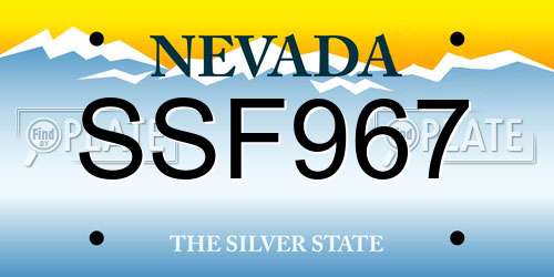 SSF967 Nevada License Plate