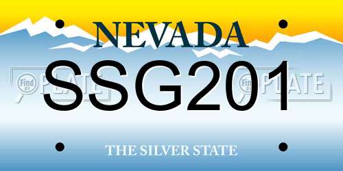 SSG201 Nevada License Plate