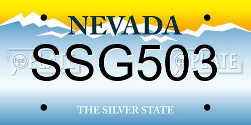 SSG503 Nevada License Plate