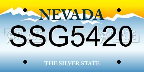 SSG5420 Nevada License Plate