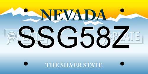 SSG58Z Nevada License Plate