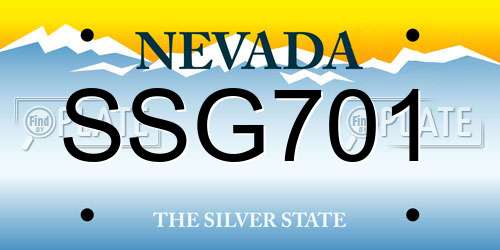 SSG701 Nevada License Plate