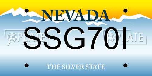 SSG70I Nevada License Plate