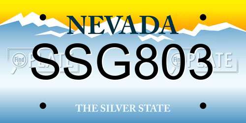 SSG803 Nevada License Plate