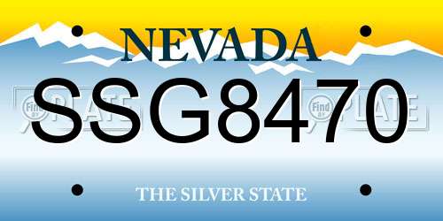 SSG8470 Nevada License Plate