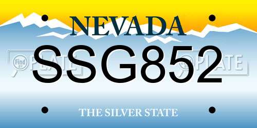 SSG852 Nevada License Plate