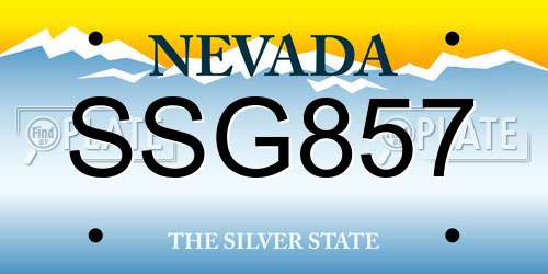 SSG857 Nevada License Plate