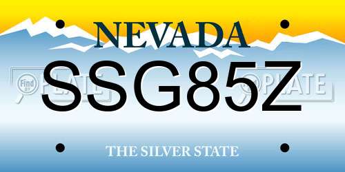 SSG85Z Nevada License Plate