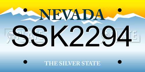 SSK2294 Nevada License Plate