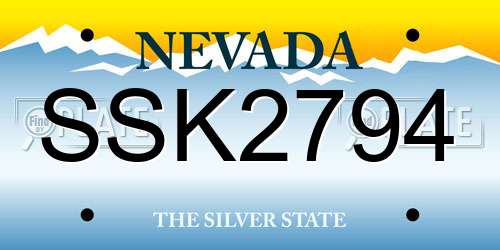 SSK2794 Nevada License Plate
