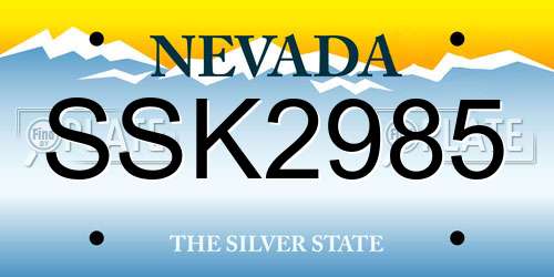 SSK2985 Nevada License Plate