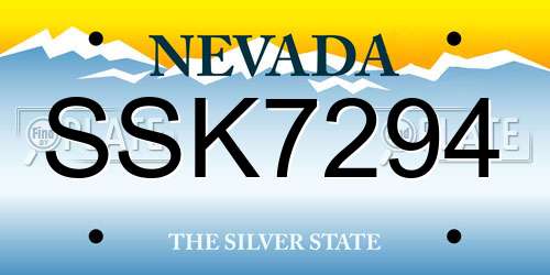 SSK7294 Nevada License Plate