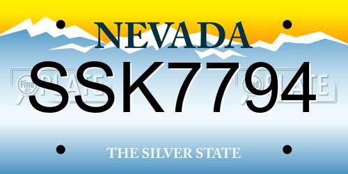 SSK7794 Nevada License Plate