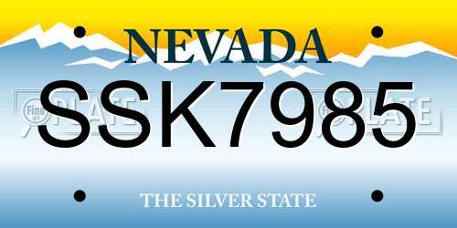 SSK7985 Nevada License Plate