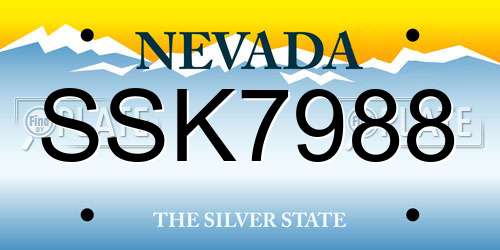 SSK7988 Nevada License Plate