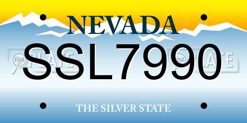 SSL7990 Nevada License Plate