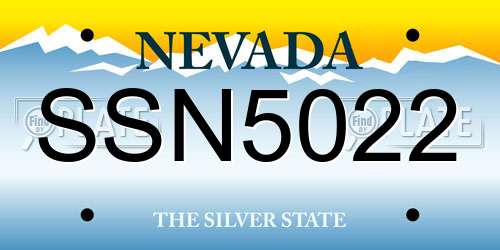 SSN5022 Nevada License Plate