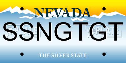 SSNGTGT Nevada License Plate