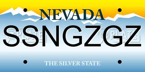 SSNGZGZ Nevada License Plate