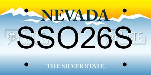 SSO26S Nevada License Plate