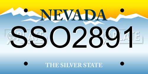 SSO2891 Nevada License Plate