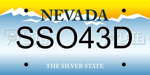SSO43D Nevada License Plate
