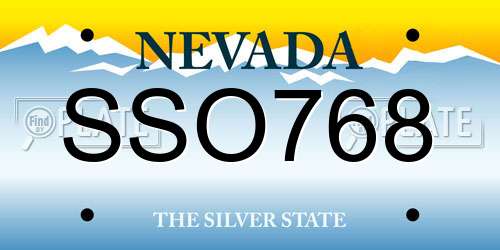 SSO768 Nevada License Plate