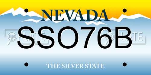 SSO76B Nevada License Plate