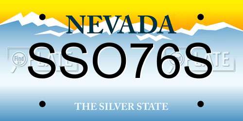 SSO76S Nevada License Plate