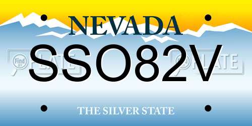 SSO82V Nevada License Plate