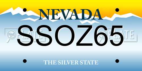 SSOZ65 Nevada License Plate