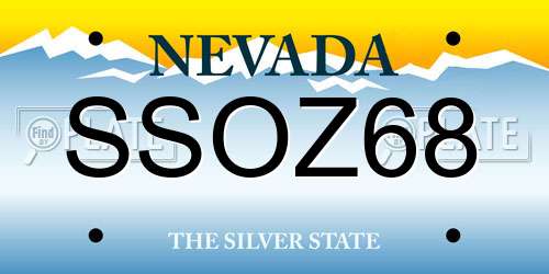 SSOZ68 Nevada License Plate