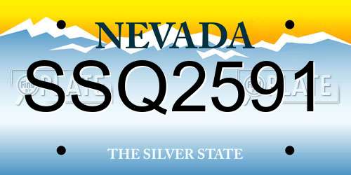 SSQ2591 Nevada License Plate