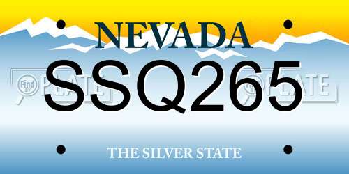 SSQ265 Nevada License Plate