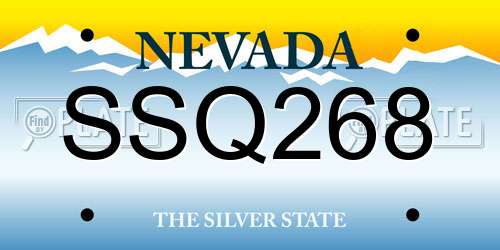SSQ268 Nevada License Plate