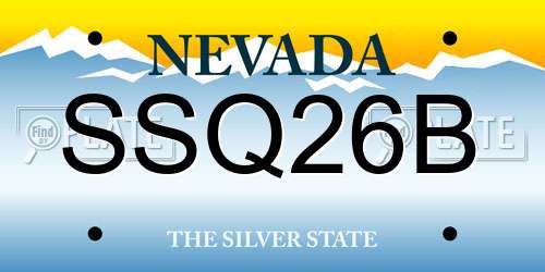 SSQ26B Nevada License Plate