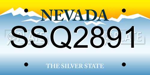 SSQ2891 Nevada License Plate