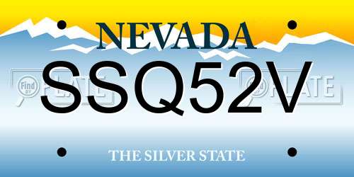 SSQ52V Nevada License Plate