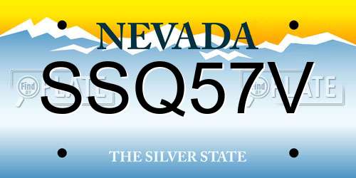 SSQ57V Nevada License Plate