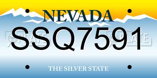 SSQ7591 Nevada License Plate