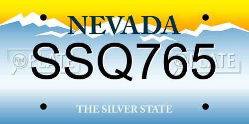 SSQ765 Nevada License Plate