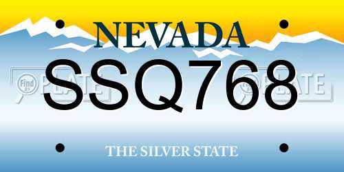 SSQ768 Nevada License Plate