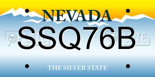 SSQ76B Nevada License Plate