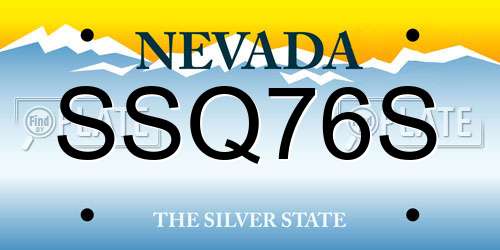 SSQ76S Nevada License Plate