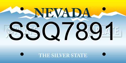 SSQ7891 Nevada License Plate