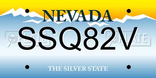 SSQ82V Nevada License Plate