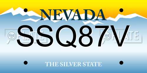 SSQ87V Nevada License Plate